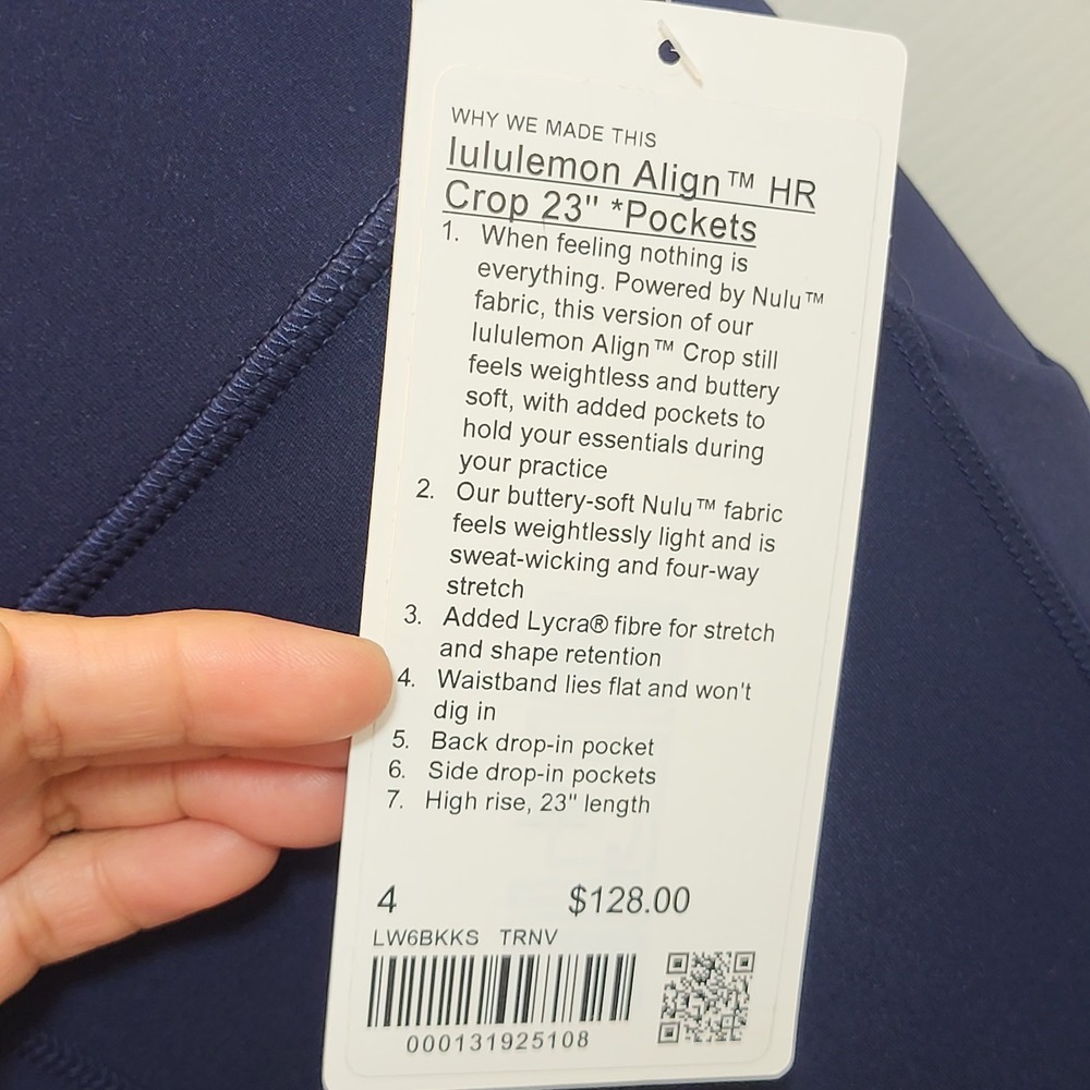 Lululemon Align High Rise Crop 23" With Pockets Navy Blue Size 4 MSRP $128.00 - Picture 2 of 9